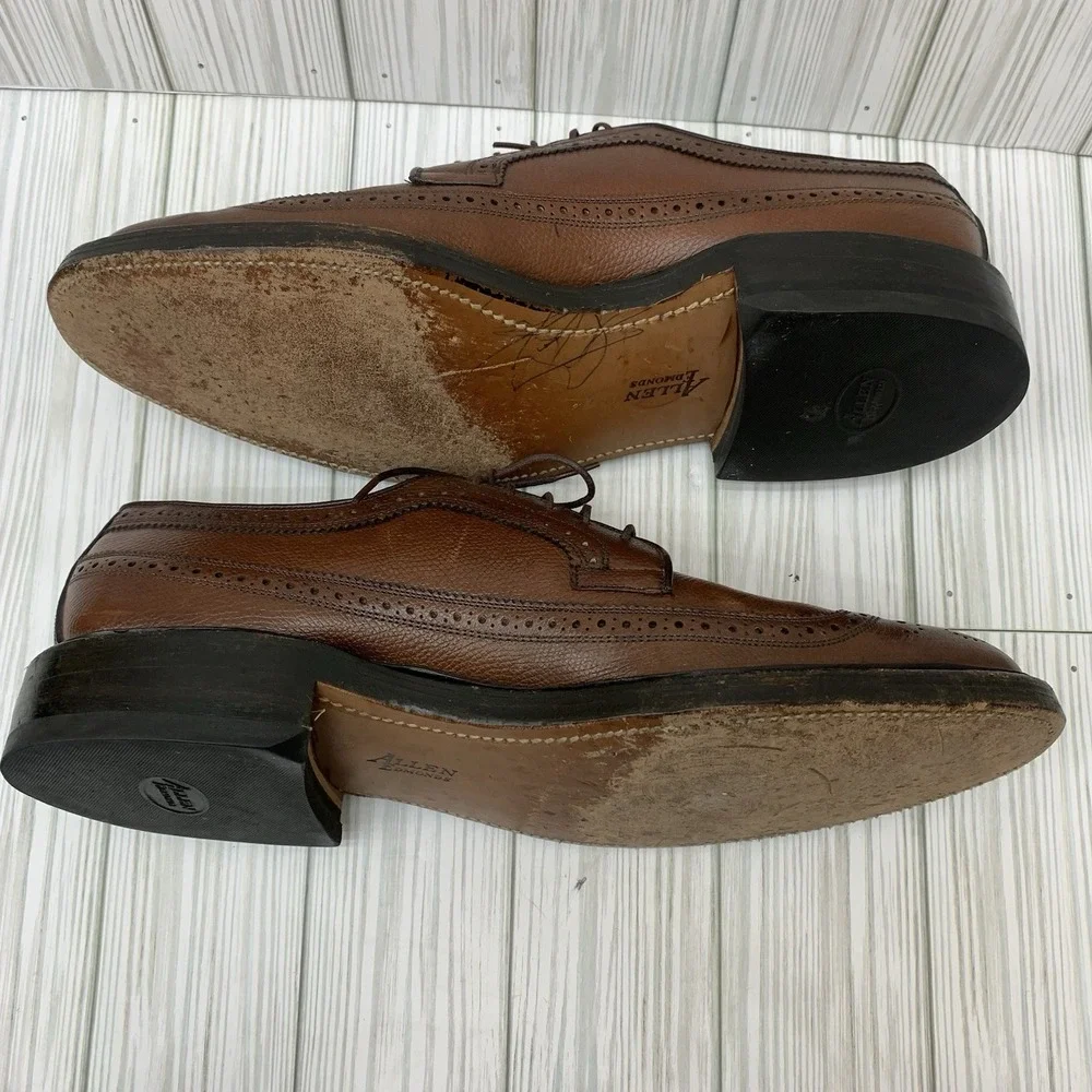 VTG Allen Edmonds 9157 MacNeil Brown Pebbled Leather Wingtip Brogue Shoes 9.5 B‎